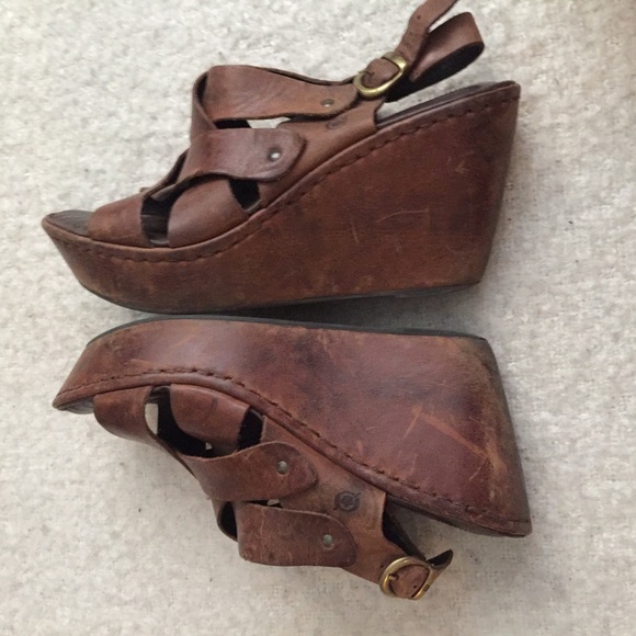 🌻 BORN Brown Leather Wedges - Picture 2 of 6
